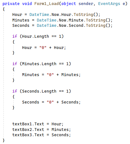 Программа будильник на C# - начальные значения для TextBox-ов